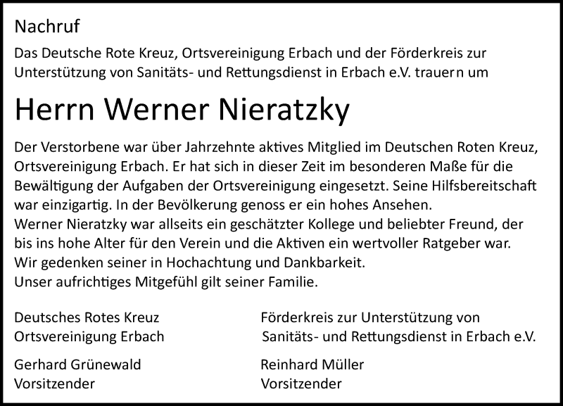  Traueranzeige für Werner Nieratzky vom 02.04.2016 aus trauer.echo-online.de