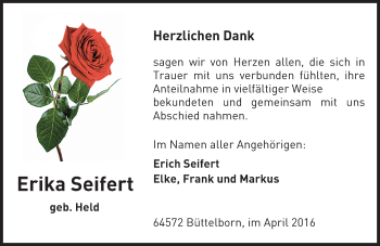 Traueranzeige von Erika Seifert von trauer.echo-online.de