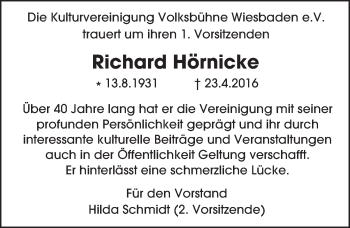 Traueranzeige von Richard Hörnicke von  Wiesbaden komplett