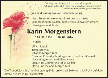 Traueranzeige von Karin Morgenstern von trauer.echo-online.de