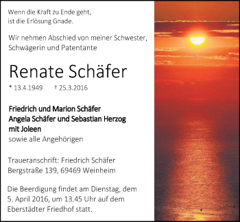 Traueranzeige von Renate Schäfer von trauer.echo-online.de