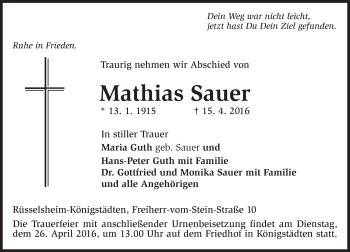 Traueranzeige von Mathias Sauer von trauer.echo-online.de