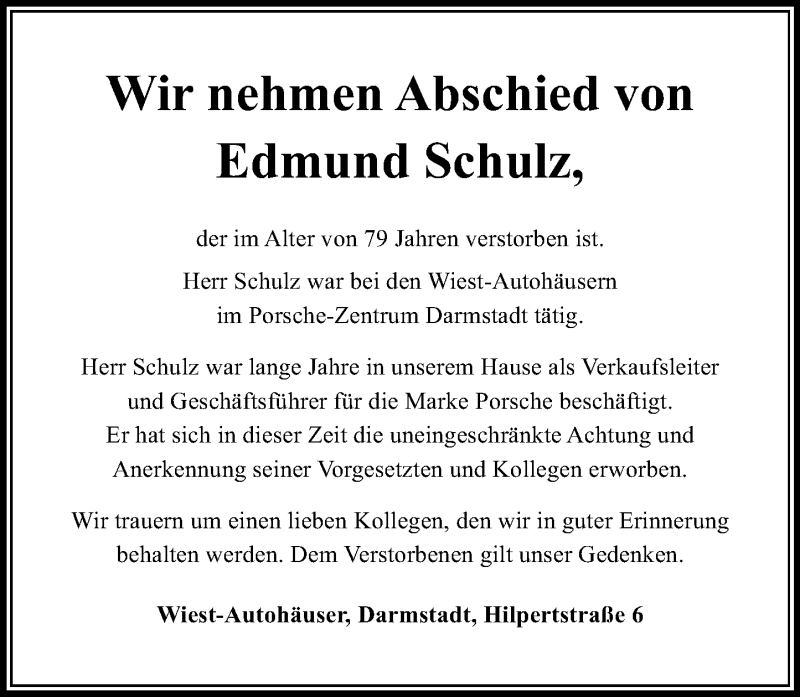  Traueranzeige für Edmund Schulz vom 05.04.2016 aus trauer.echo-online.de