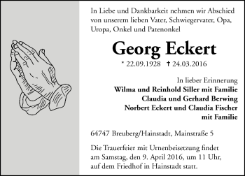 Traueranzeige von Georg Eckert von trauer.echo-online.de