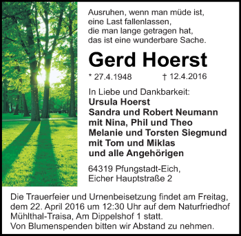 Traueranzeige von Gerd Hoerst von trauer.echo-online.de