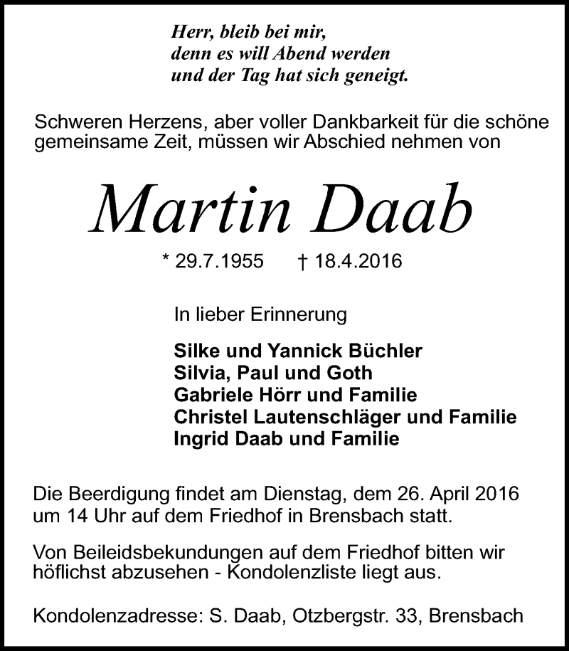  Traueranzeige für Martin Daab vom 23.04.2016 aus trauer.echo-online.de