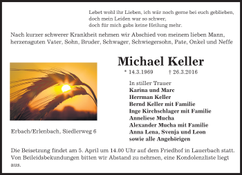 Traueranzeige von Michael Keller von trauer.echo-online.de