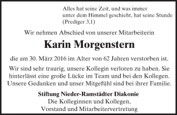 Traueranzeige von Karin Morgenstern von trauer.echo-online.de