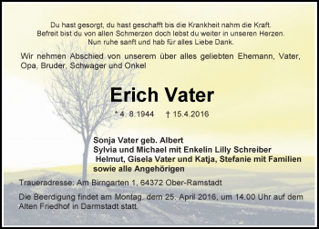 Traueranzeige von Erich Vater von trauer.echo-online.de