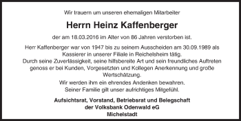 Traueranzeige von Heinz Kaffenberger von trauer.echo-online.de