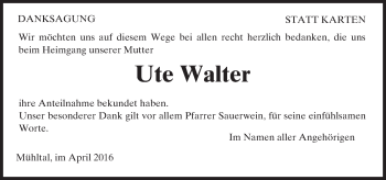 Traueranzeige von Ute Walter von trauer.echo-online.de