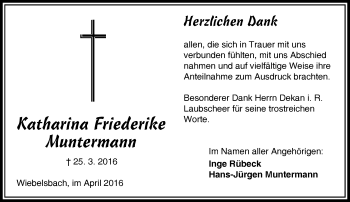 Traueranzeige von Katharina Friederike Muntermann von trauer.echo-online.de