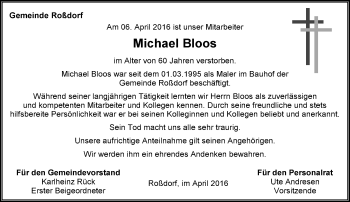 Traueranzeige von Michael Bloos von trauer.echo-online.de