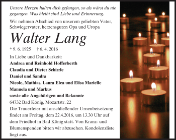 Traueranzeige von Walter Lang von trauer.echo-online.de