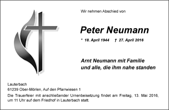 Traueranzeige von Peter Neumann von VRM Trauer