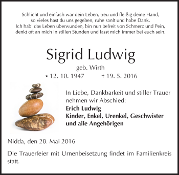 Traueranzeige von Sigrid Ludwig von  Kreisanzeiger