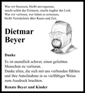 Traueranzeige von Dietmar Beyer von Trauerportal Echo Online