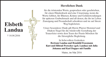 Traueranzeige von Elsbeth Landua von  Allgemeine Zeitung Mainz