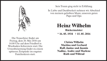 Traueranzeige von Heinz Wilhelm von  Wiesbaden komplett