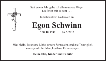 Traueranzeige von Egon Schwinn von  Allgemeine Zeitung Mainz