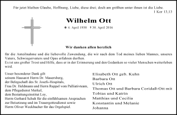 Traueranzeige von Wilhelm Ott von  Wiesbaden komplett