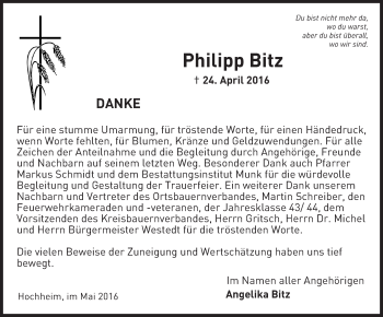 Traueranzeige von Philipp Bitz von  Hochheimer Zeitung