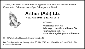 Traueranzeige von Arthur Etz von  Wiesbaden komplett