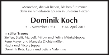 Traueranzeige von Dominik Koch von  Wiesbaden komplett