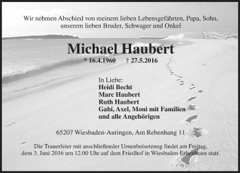 Traueranzeige von Michael Haubert von  Wiesbaden komplett