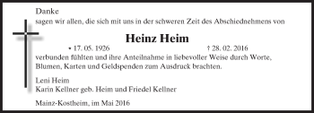 Traueranzeige von Heinz Heim von  Wiesbaden komplett
