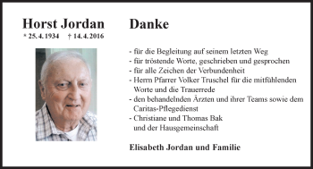 Traueranzeige von Horst Jordan von  Allgemeine Zeitung Mainz