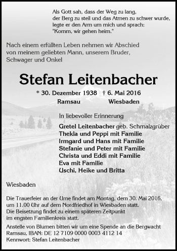 Traueranzeige von Stefan Leitenbacher von  Wiesbaden komplett
