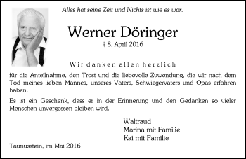 Traueranzeige von Werner Döringer von  Wiesbaden komplett