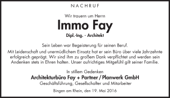 Traueranzeige von Immo Fay von  Wiesbaden komplett