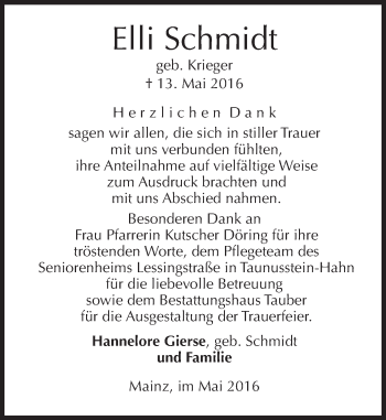 Traueranzeige von Ellli Schmidt von  Wiesbaden komplett