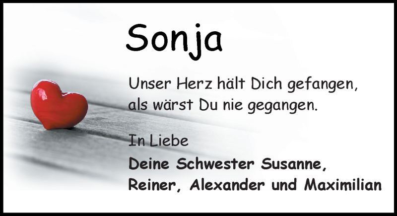  Traueranzeige für Sonja Schaub vom 28.05.2016 aus Trauerportal Echo Online