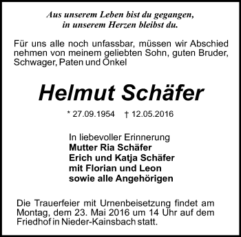 Traueranzeige von Helmut Schäfer von Trauerportal Echo Online
