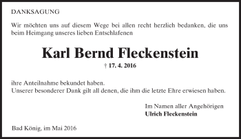 Traueranzeige von Karl Bernd Fleckenstein von Trauerportal Echo Online