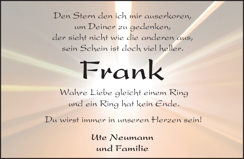  Traueranzeige für Frank Kwasniewski vom 10.05.2016 aus  Kreisanzeiger