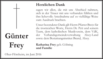 Traueranzeige von Günter Frey von Trauerportal Rhein Main Presse