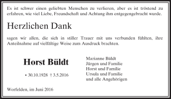 Traueranzeige von Horst Büldt von Trauerportal Echo Online
