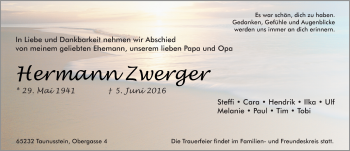 Traueranzeige von Hermann Zwerger von  Wiesbaden komplett