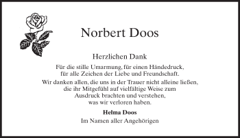 Traueranzeige von Norbert Doos von  Wiesbaden komplett