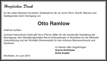 Traueranzeige von Otto Ramlow von Trauerportal Echo Online