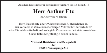 Traueranzeige von Arthur Etz von  Wiesbaden komplett