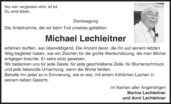 Traueranzeige von Michael Lechleitner von Trauerportal Rhein Main Presse