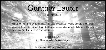 Traueranzeige von Günther Lauter von  Wiesbaden komplett