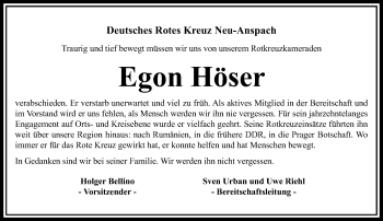 Traueranzeige von Egon Höser von  Usinger Anzeiger