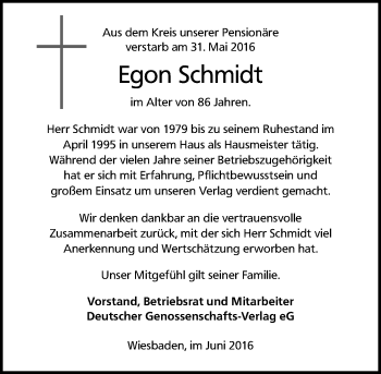 Traueranzeige von Egon Schmidt von  Wiesbaden komplett