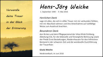Traueranzeige von Hans-Jörg Weiche von  Wiesbaden komplett